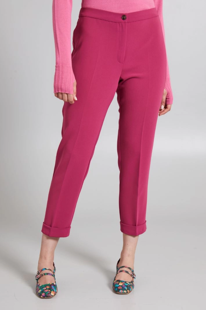 Turn-up trousers - RASPBERRY