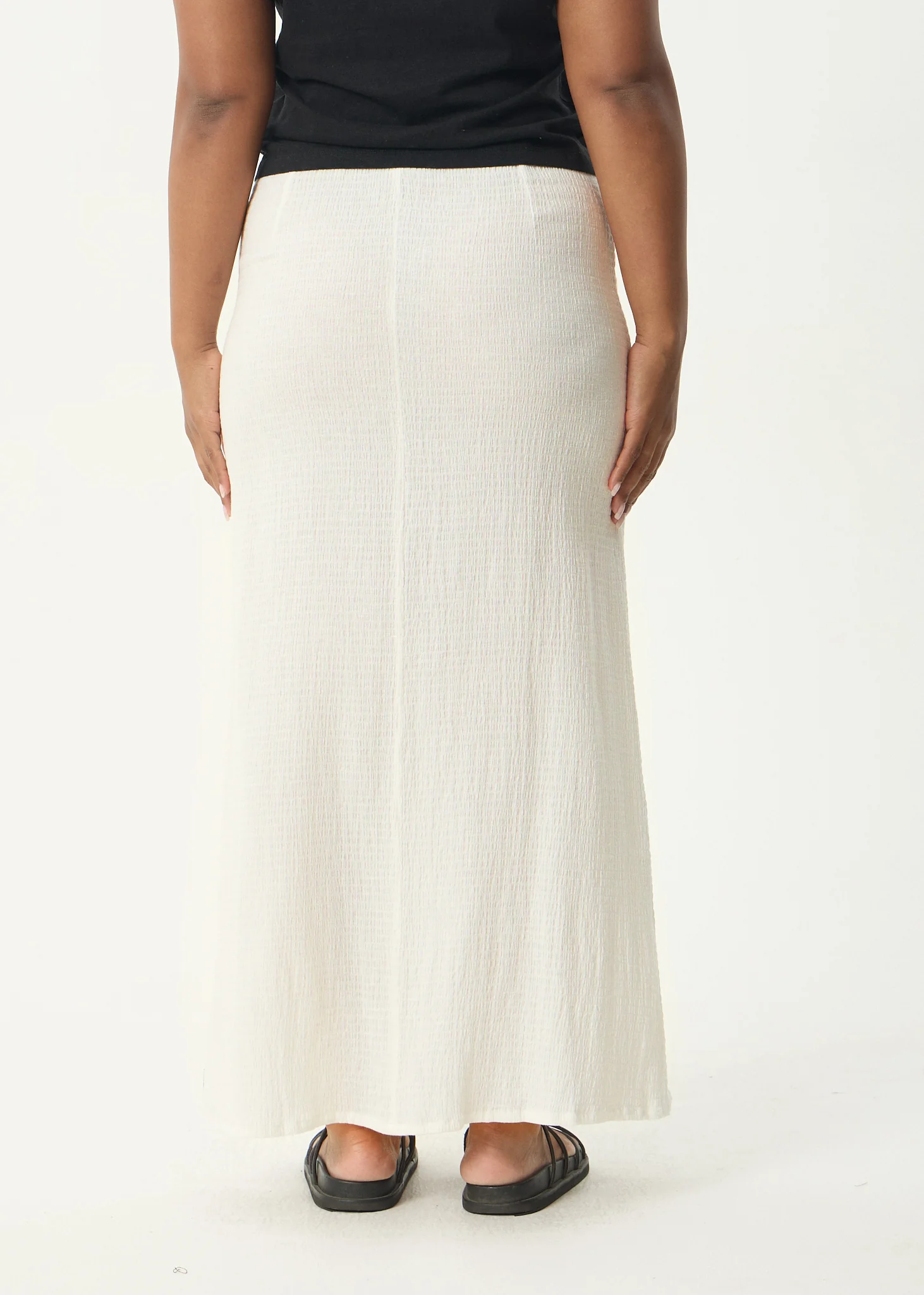 AFENDS Womens Frida - Seersucker Maxi Skirt - Off White