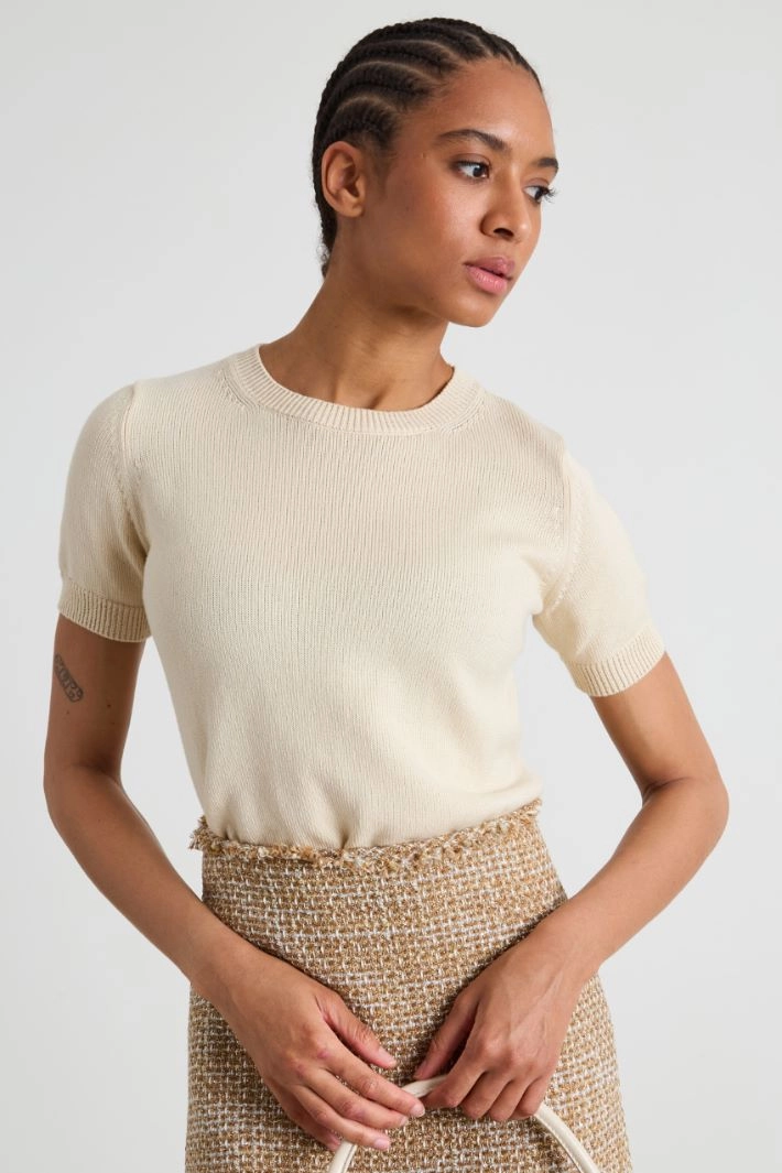Cotton yarn T-shirt - IVORY