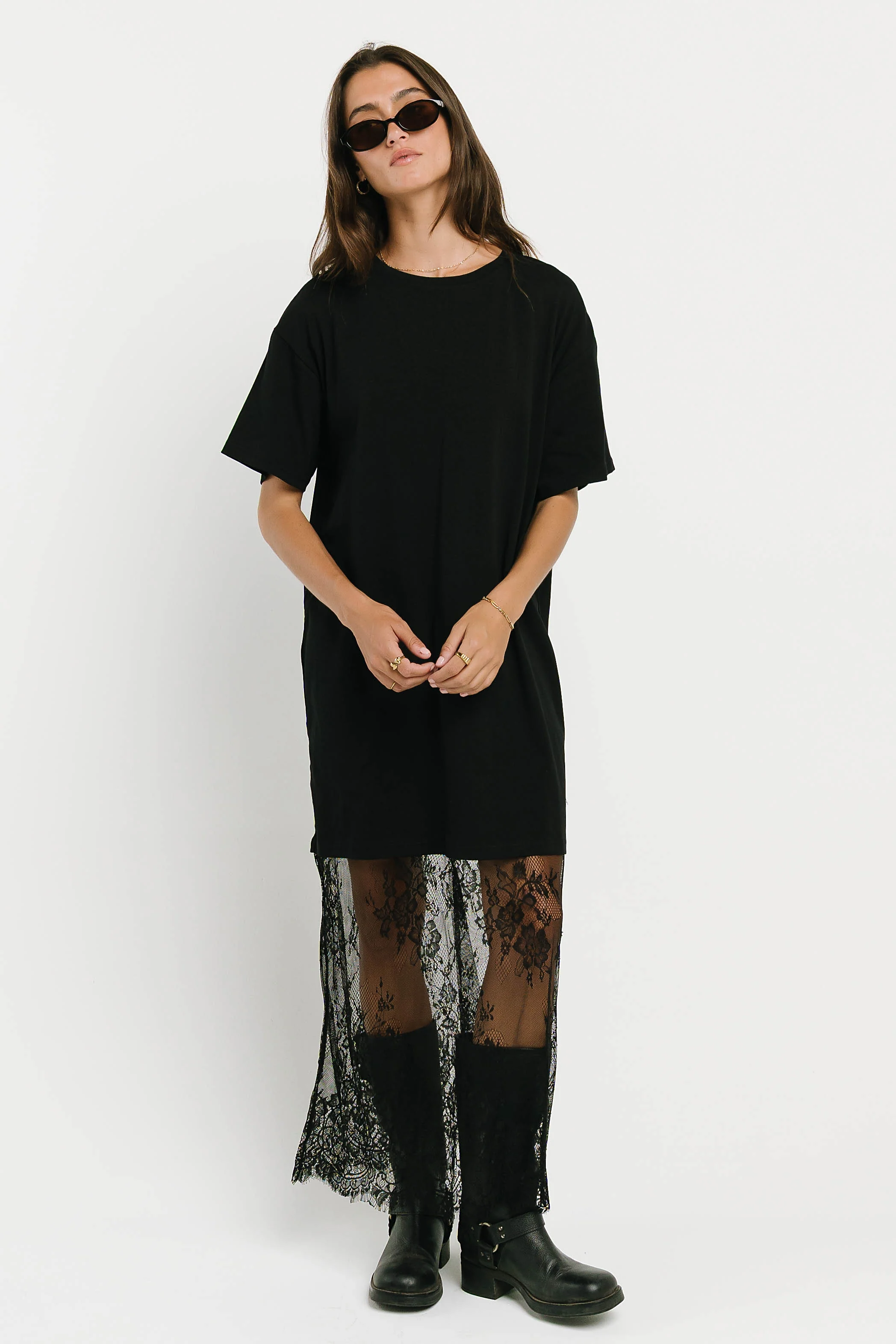 Tracie T-Shirt Dress in True Black