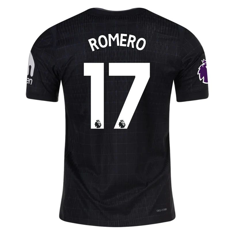 Romero Tottenham Hotspur Authentic Away Jersey 25/26 w/ EPL Patch (Black/Iron)