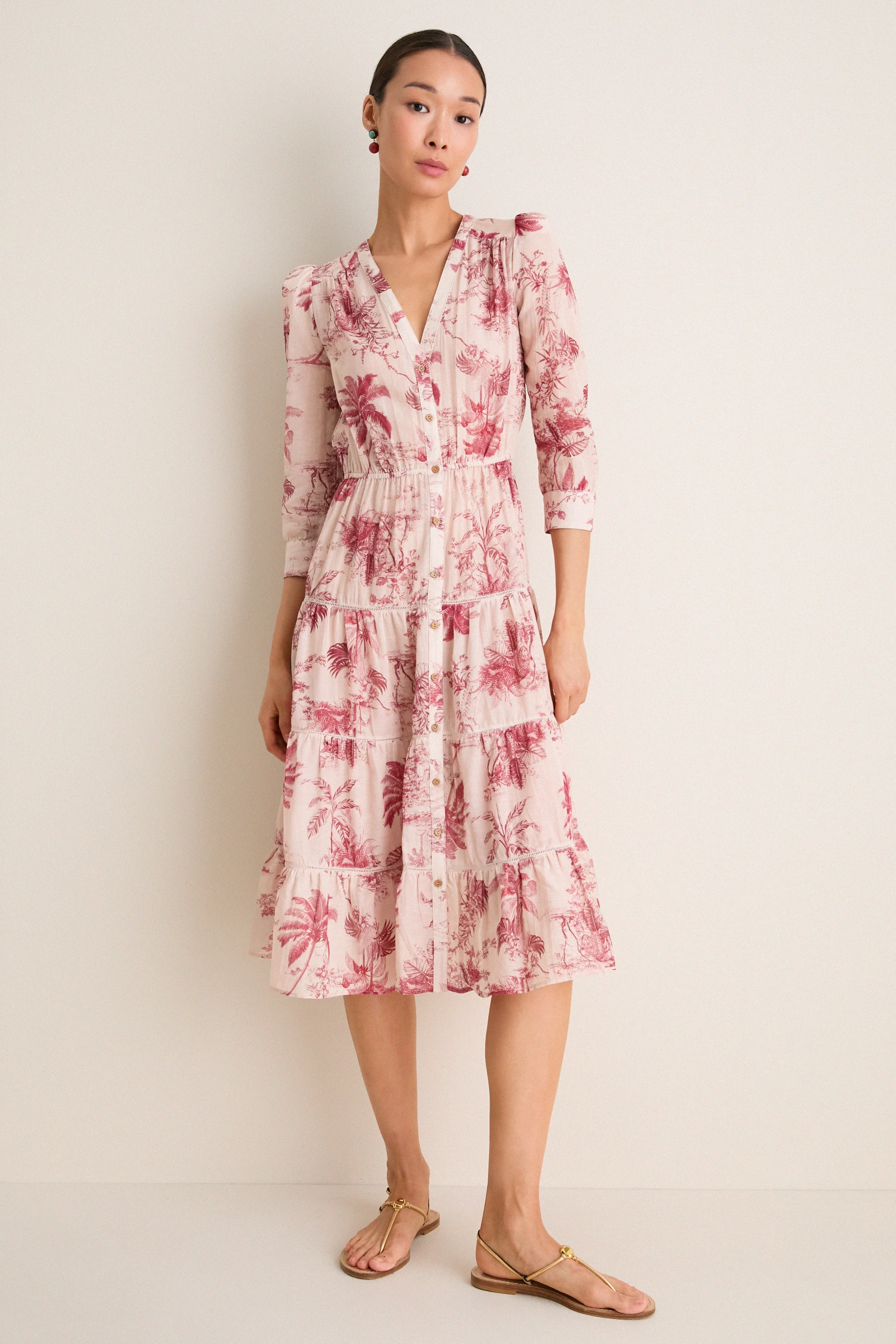 Tan Multi Textured Jungle Toile Serafine Dress