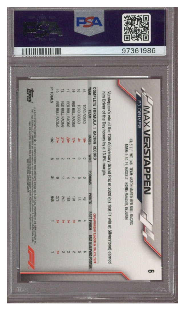 2020 Topps Chrome F1 #6 Max Verstappen PSA 10