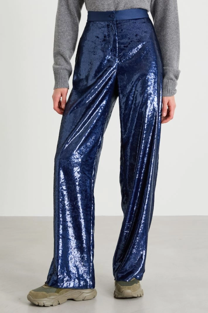 Laminated effect trousers - BLUETTE