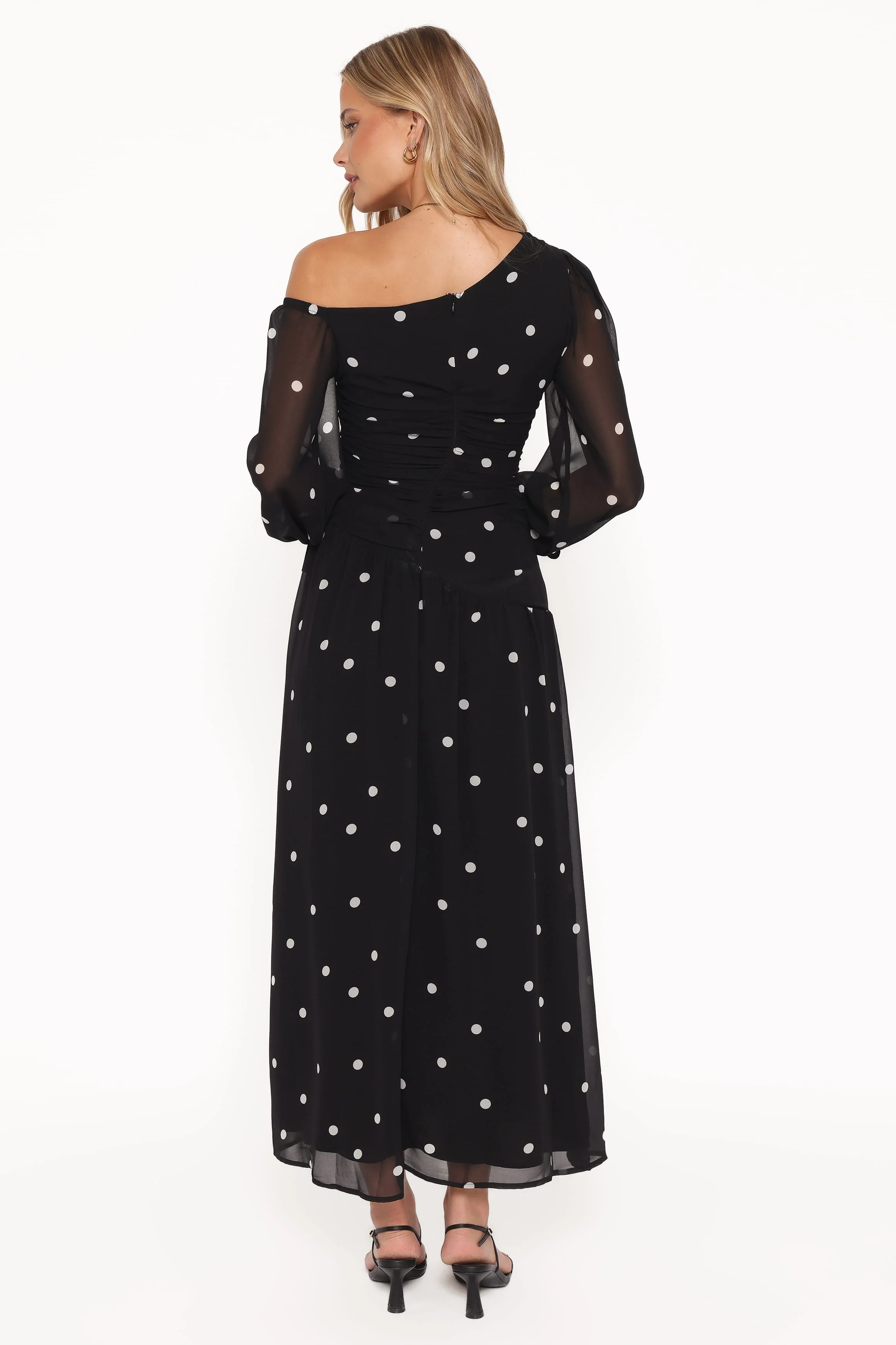 Levine Maxi Dress - Black Polka Dot
