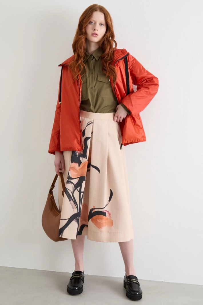 Short padded jacket in water-repellent canvas - ORANGE