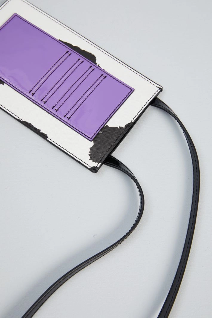 Saffiano-look phone pouch - WHITE BLACK VIOLET