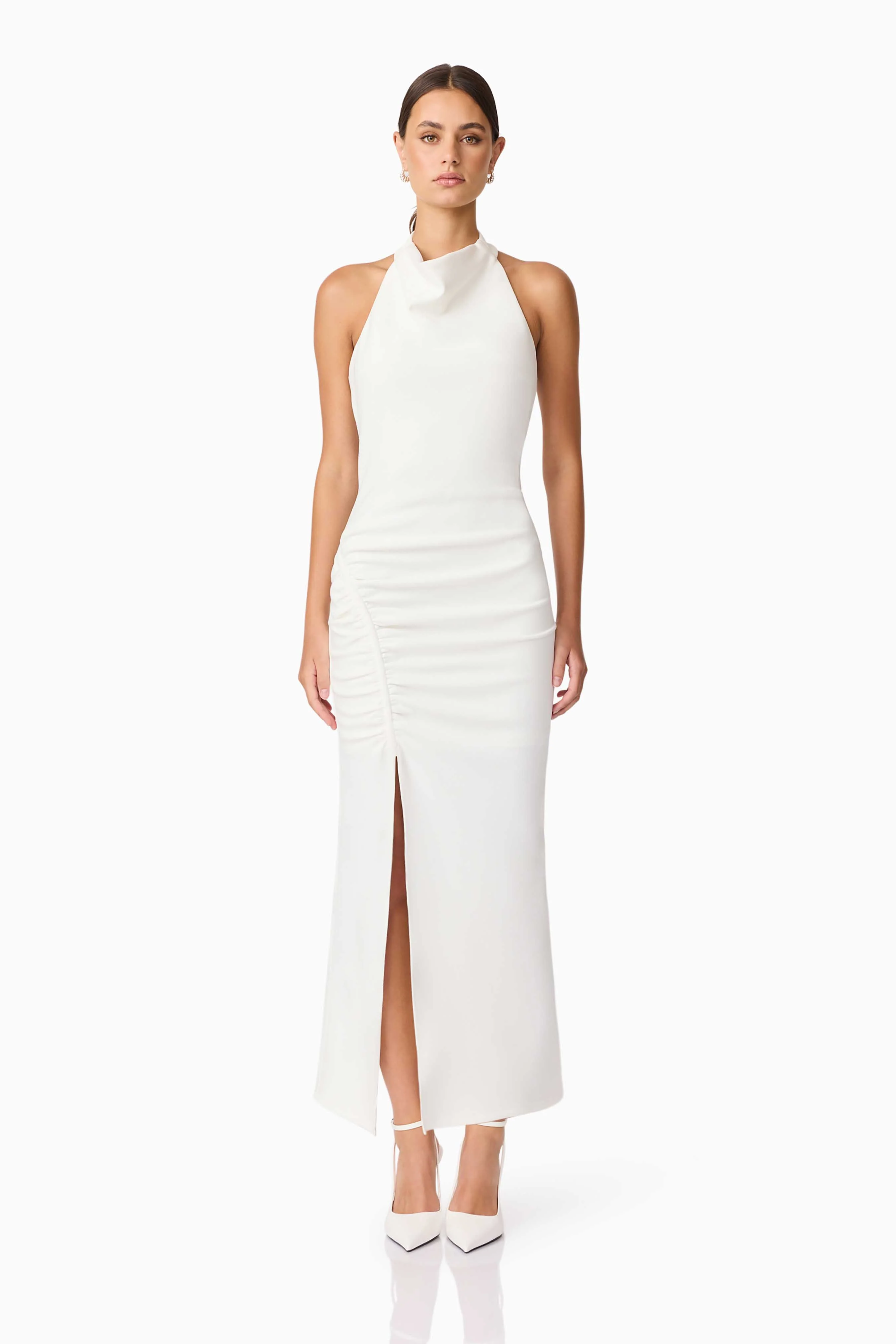 Nerissa Cowl Neck Maxi Dress in White