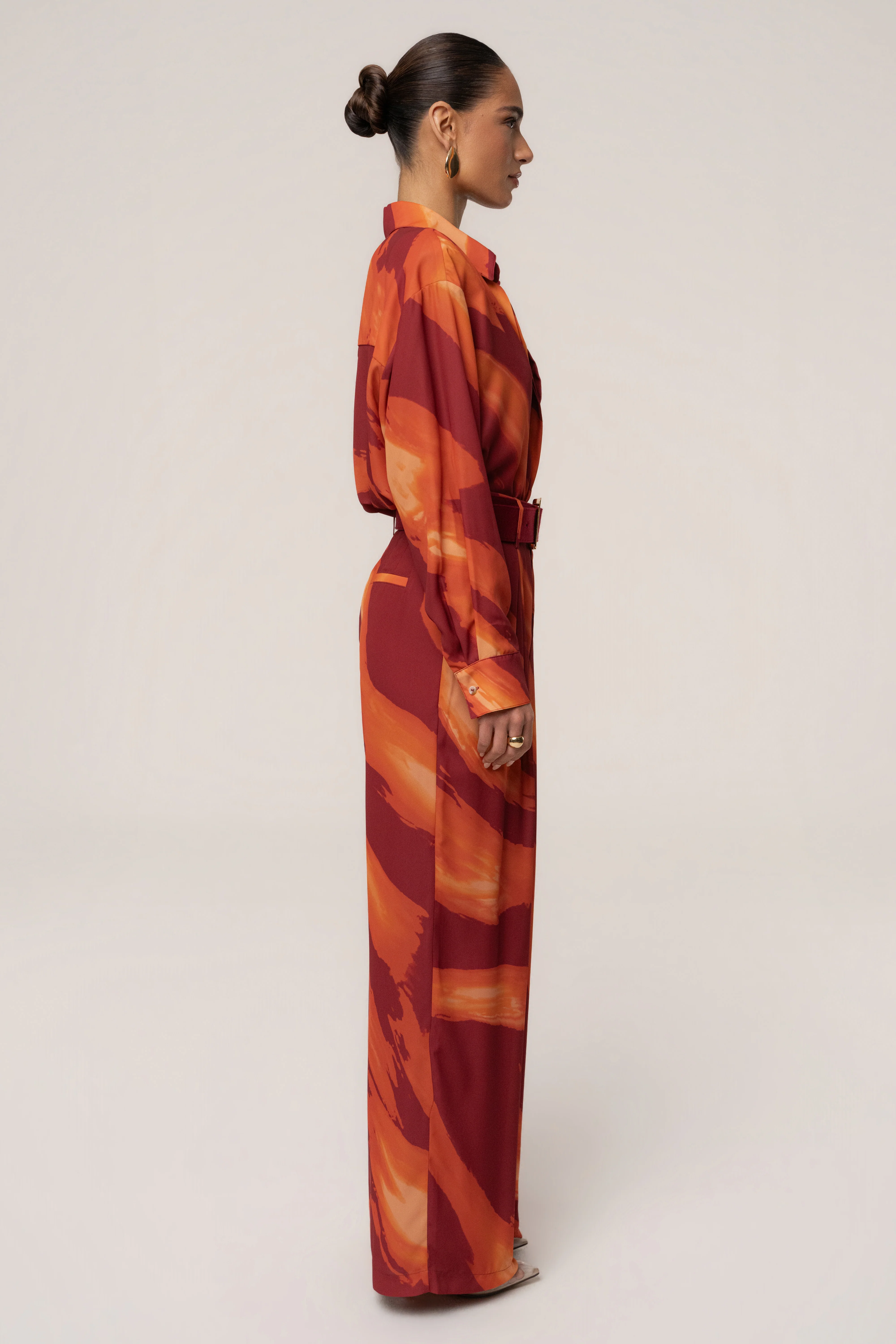 Crimson Dusk Soft Pleated Trouser