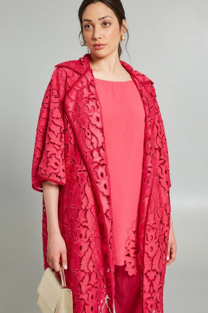 Lace duster coat - FUCHSIA