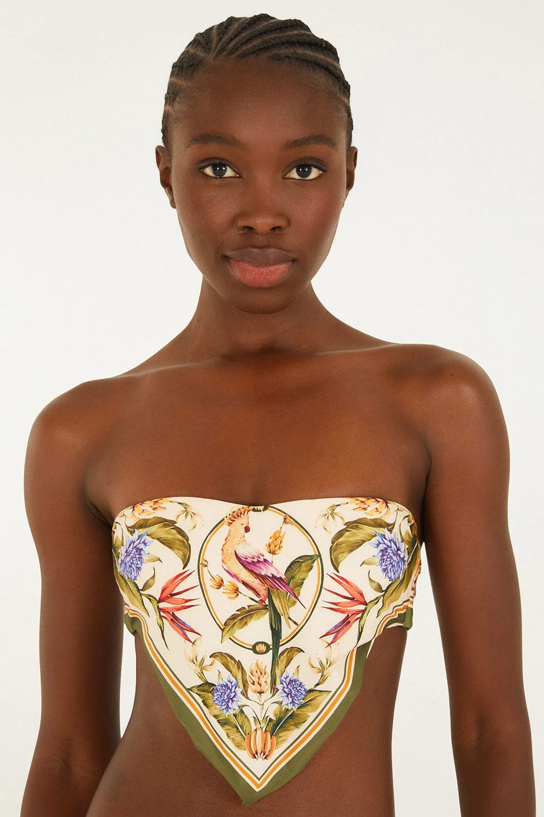 Light Blush Strelitzia Cropped Bikini Top