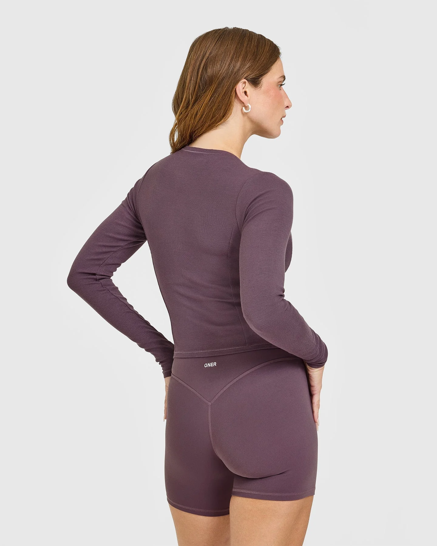 Mellow™ Rib Mid Long Sleeve Cardigan | Vintage Purple