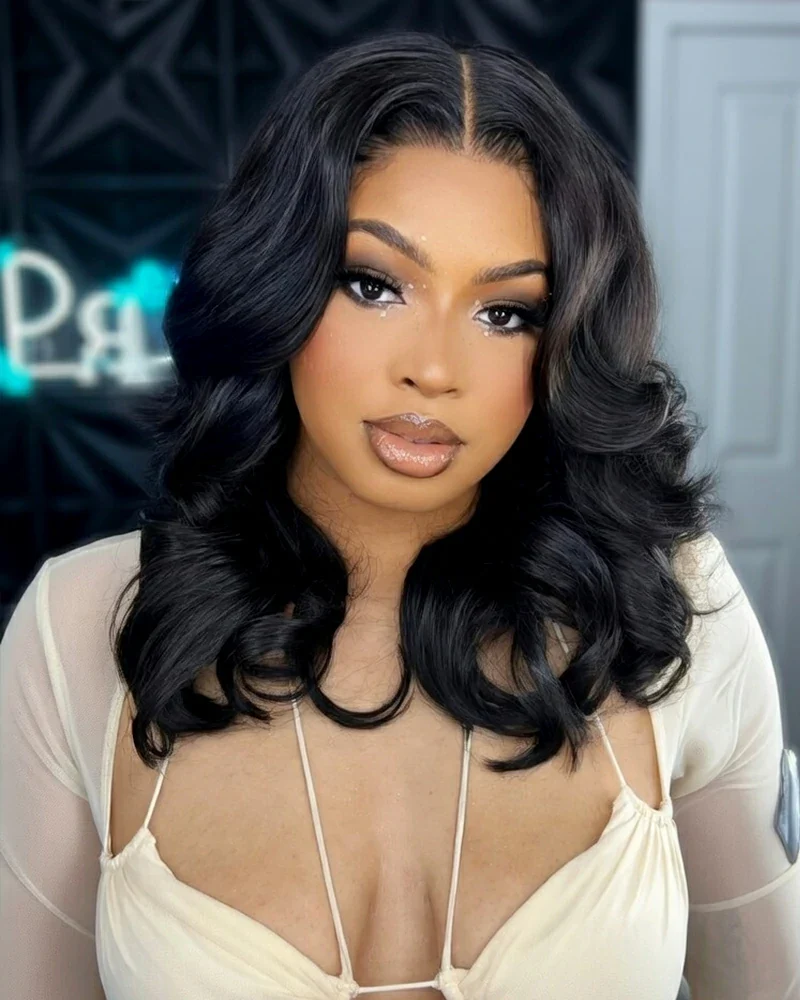 Ophirawig 13x6 Three-Go? 250% Density Body Wave Bob Invisible Knots Natural Black Glueless Beginner Friendly