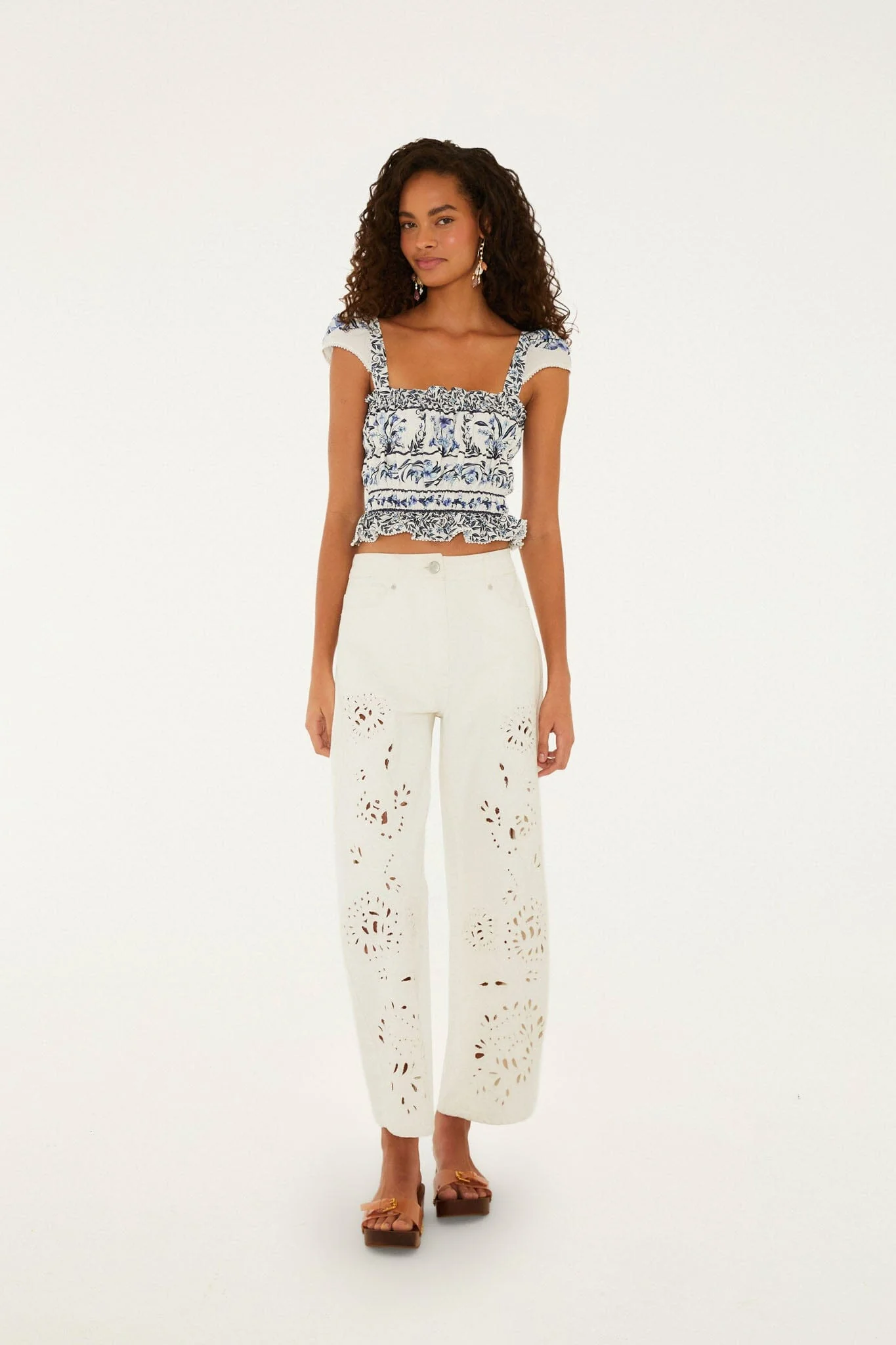 Off-White Flowers Arch Smocked  Blouse