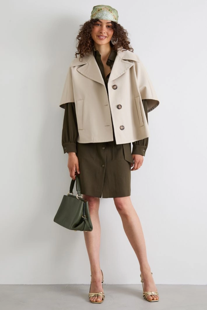 Cotton gabardine cape - SAND