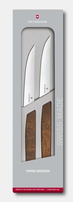 Swiss Modern Steak Knife Set, wavy edge, 12 cm