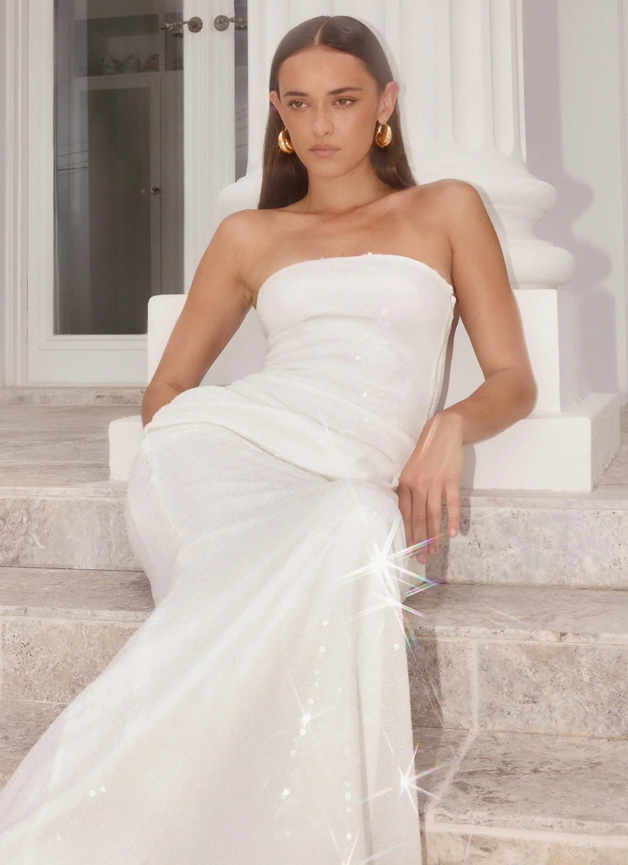 Anticipating Sequin Maxi Dress - White