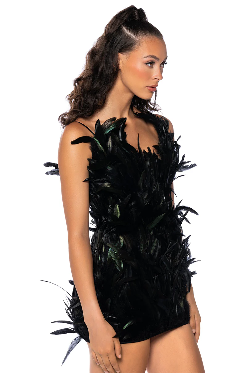 Raven Feather Mini Dress