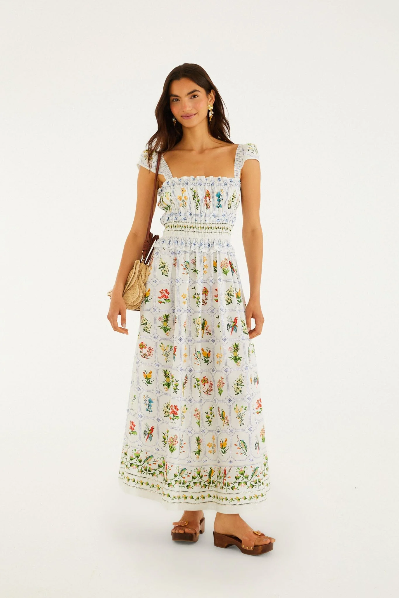 Off-White Tropical Porcelain  Maxi Dress