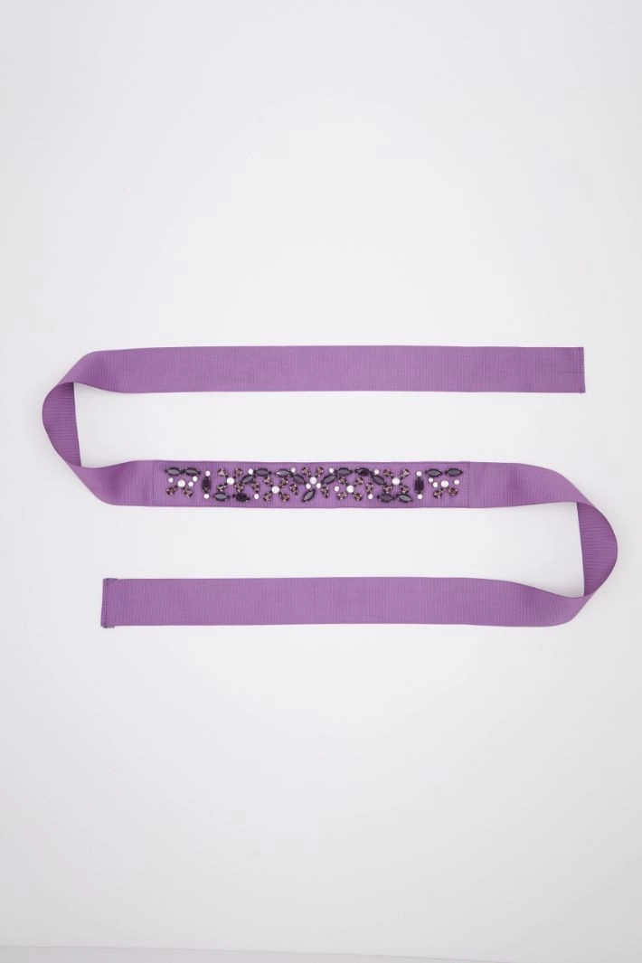 Rhinestone grosgrain belt - VIOLET