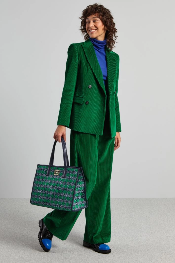 Velvet blazer with chest pocket - EMERALD GREEN