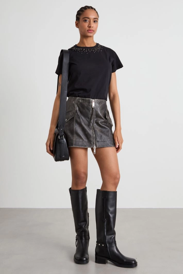 T-shirt with maxi rhinestones - BLACK