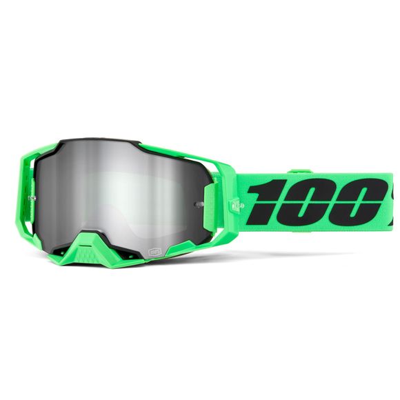 100% ARMEGA Anza 2 cross mask - Mirror Silver 2024 - Green / BlackRef: CE1313 / 50005-00025