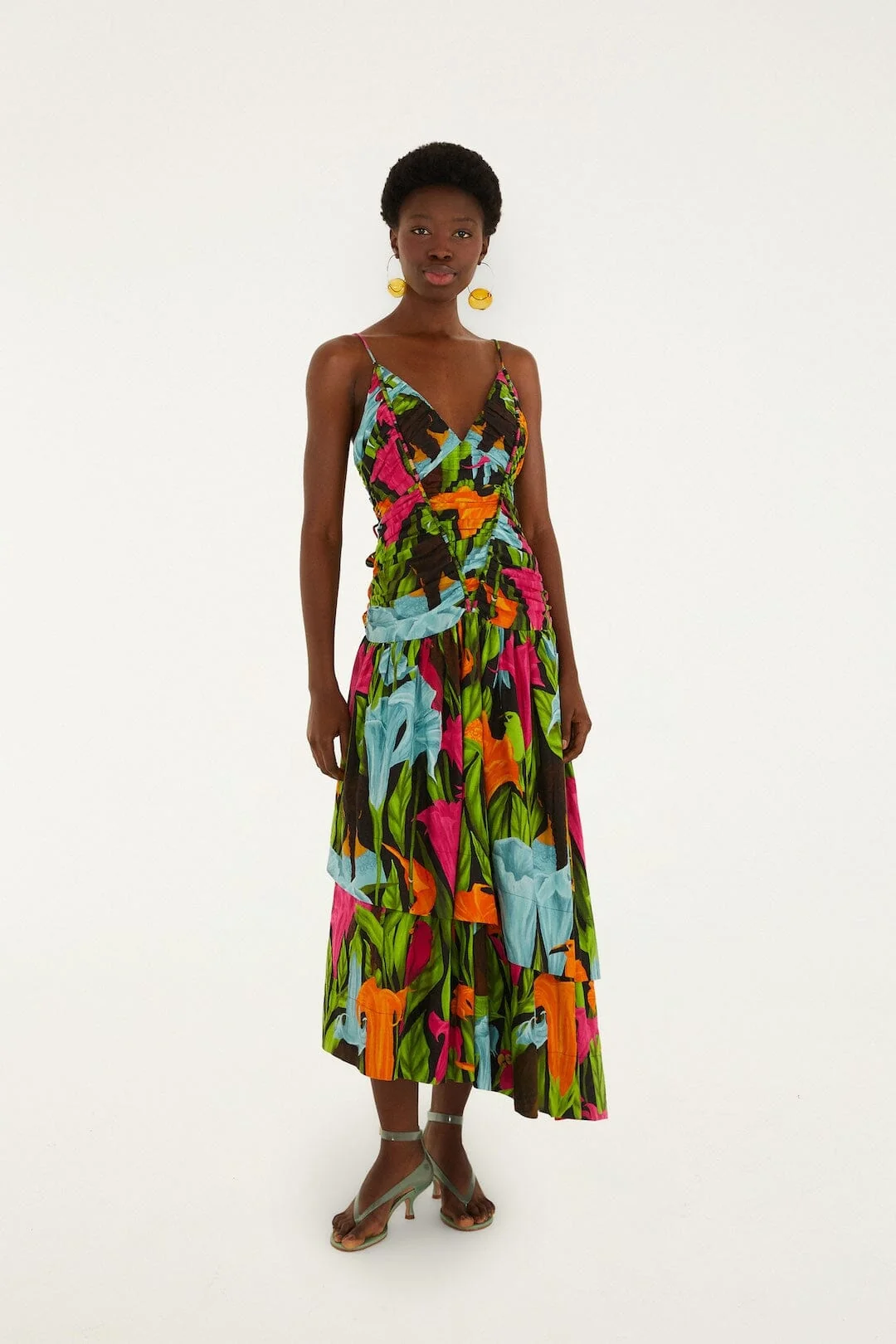 Black Mujeres Y Flores Midi Dress