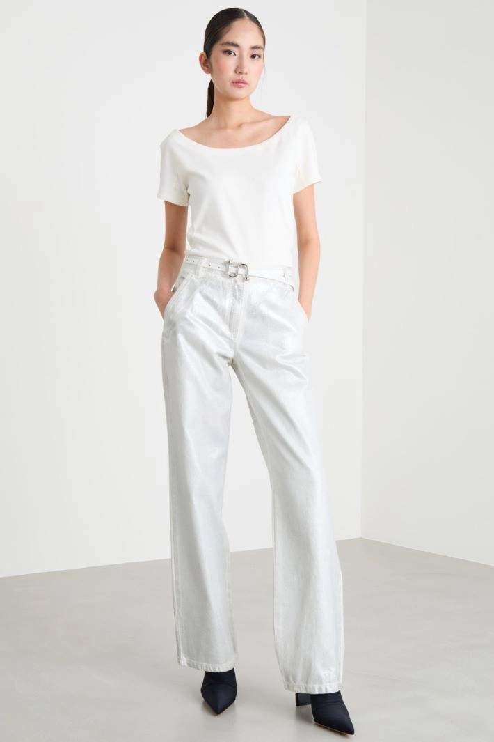 Laminate-finish trousers - SILVER