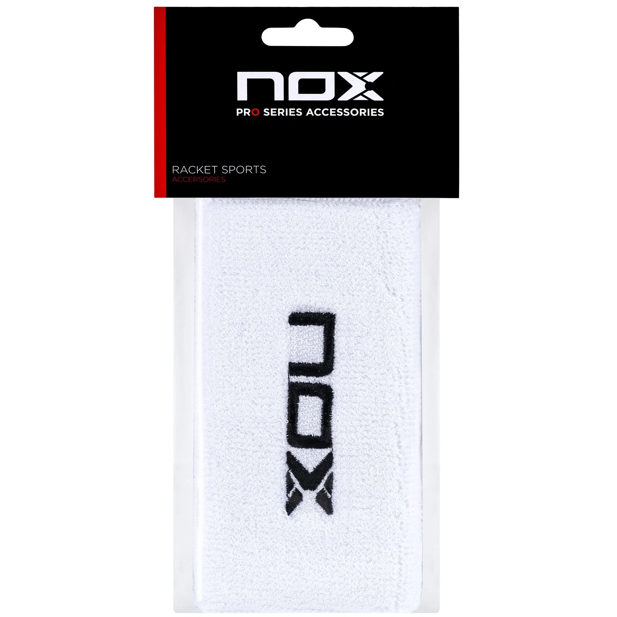 Box of 6 pairs - NOX long sports wristbands in white/black
