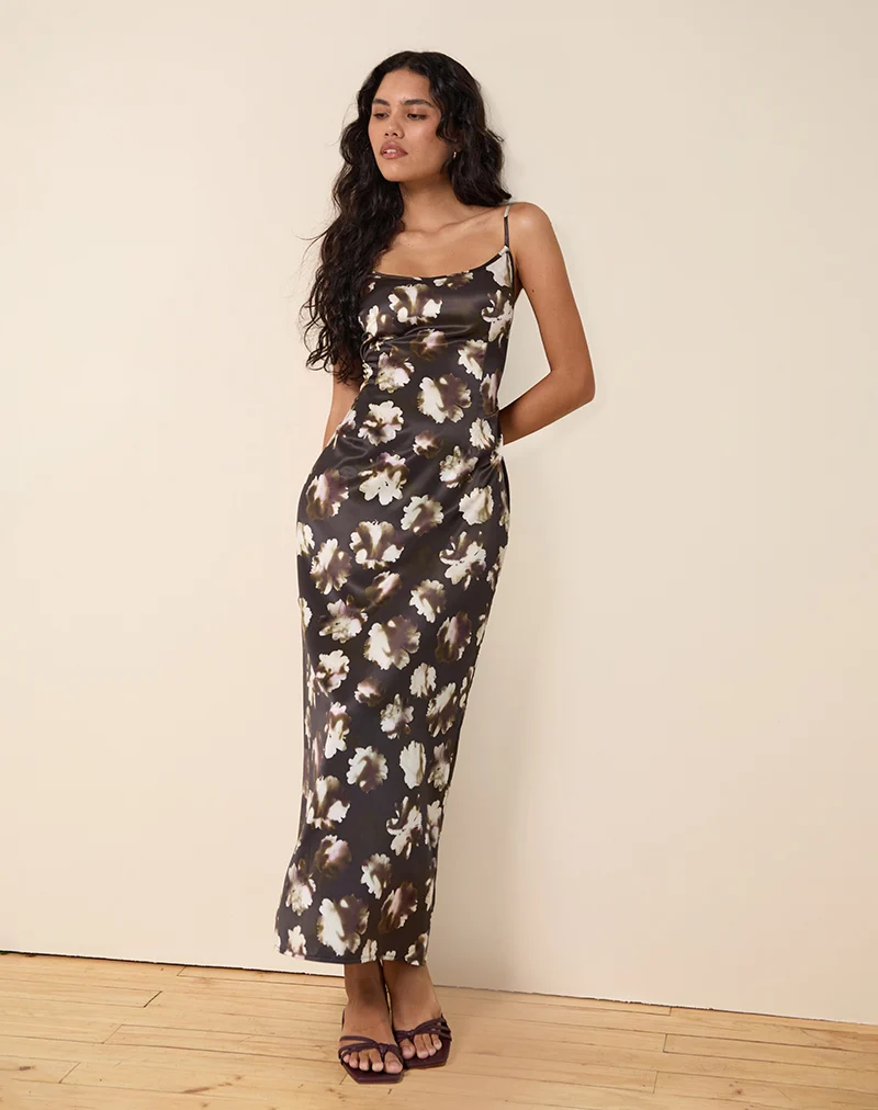 Kafka Maxi Dress in Brown Floral Print