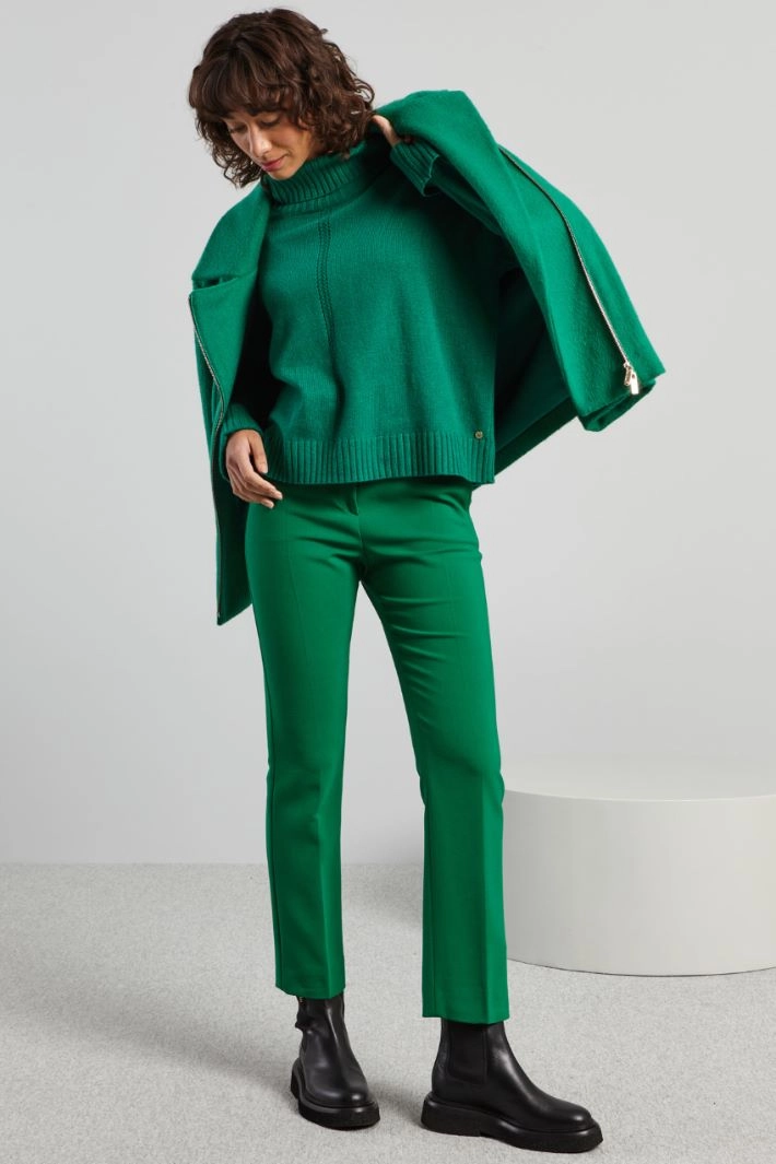 Straight, wool trousers - GREEN