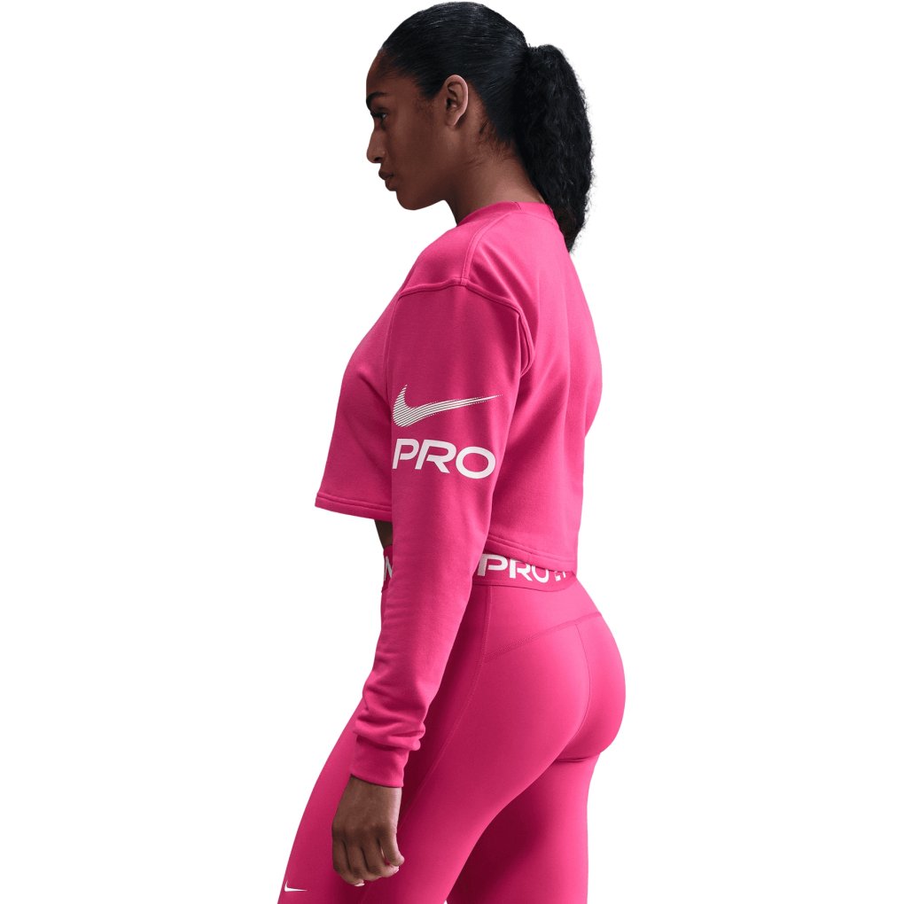 Nike Pro Dri-FIT French-Terry-Sweatshirt Women - rush pink/pink foam/white HV3591-666