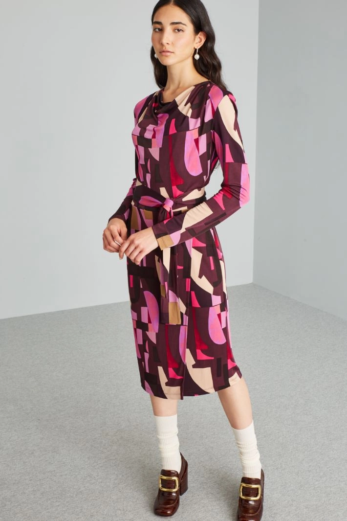 Draped jersey dress - BURGUNDY PINK