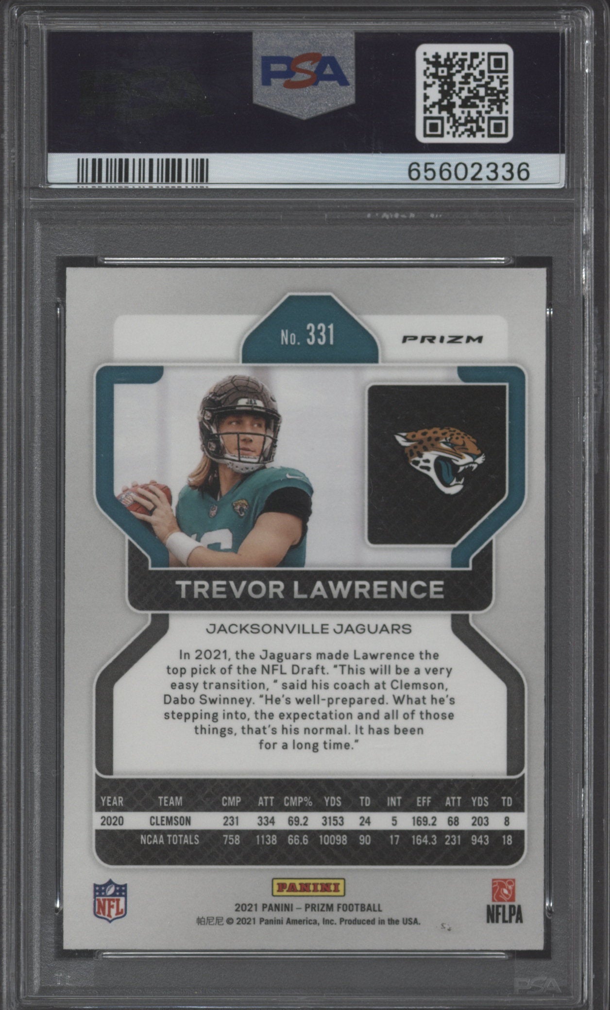 2021 Prizm Trevor Lawrence Lazer PSA 10 #331