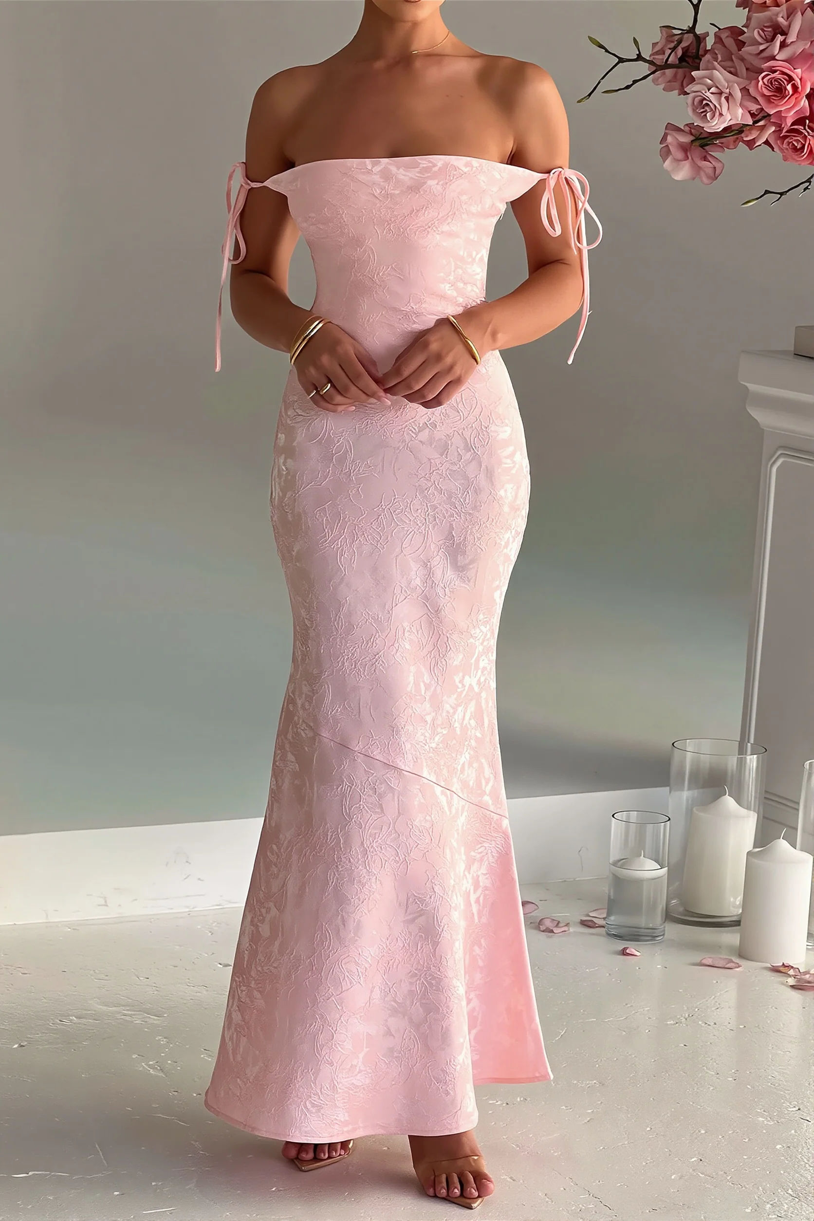 Jacquard Bodycon Cami Maxi Dress