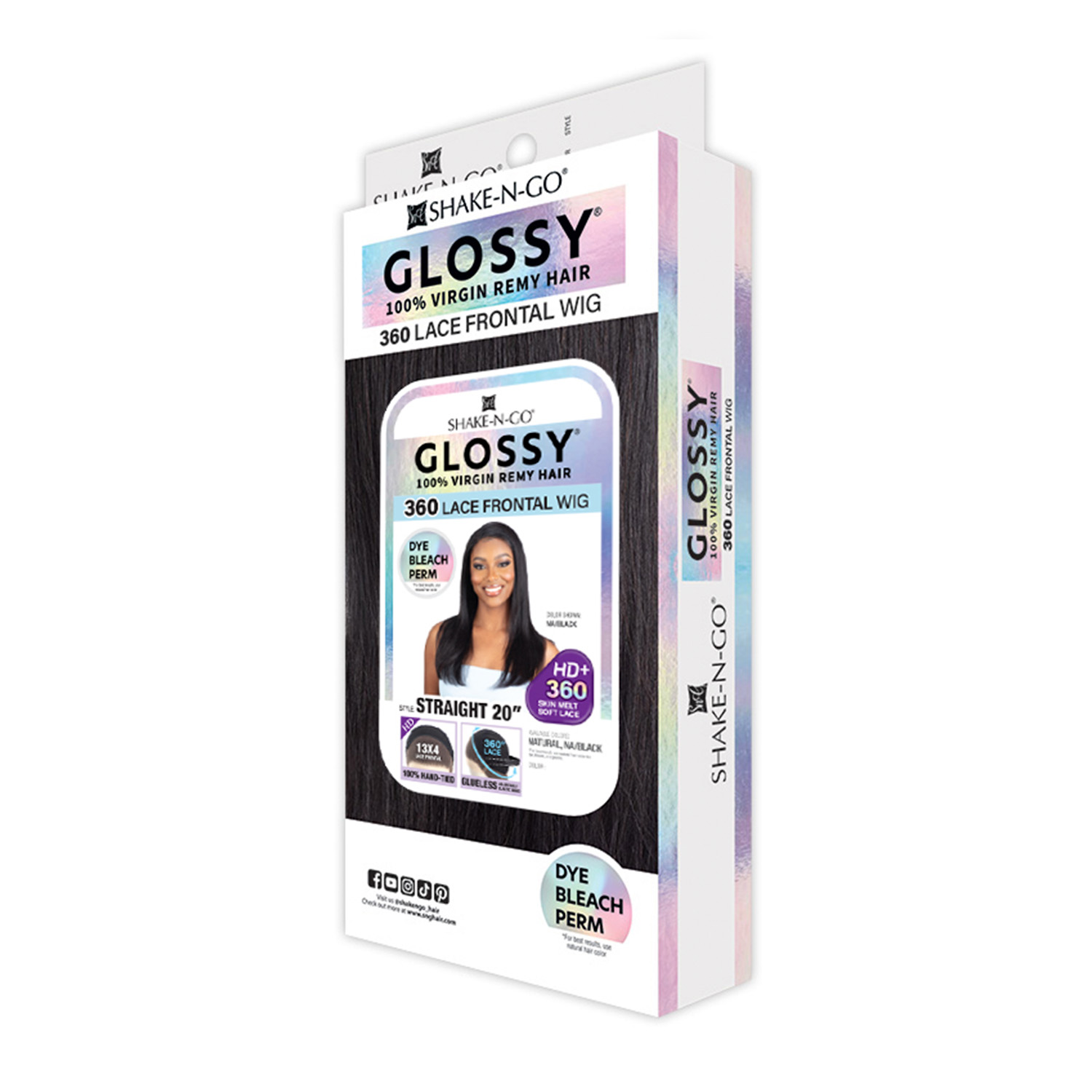 Shake-N-Go Virgin Remy Hair 360 HD Soft Lace Frontal Wig Glossy Glueless 13X4 Straight 20