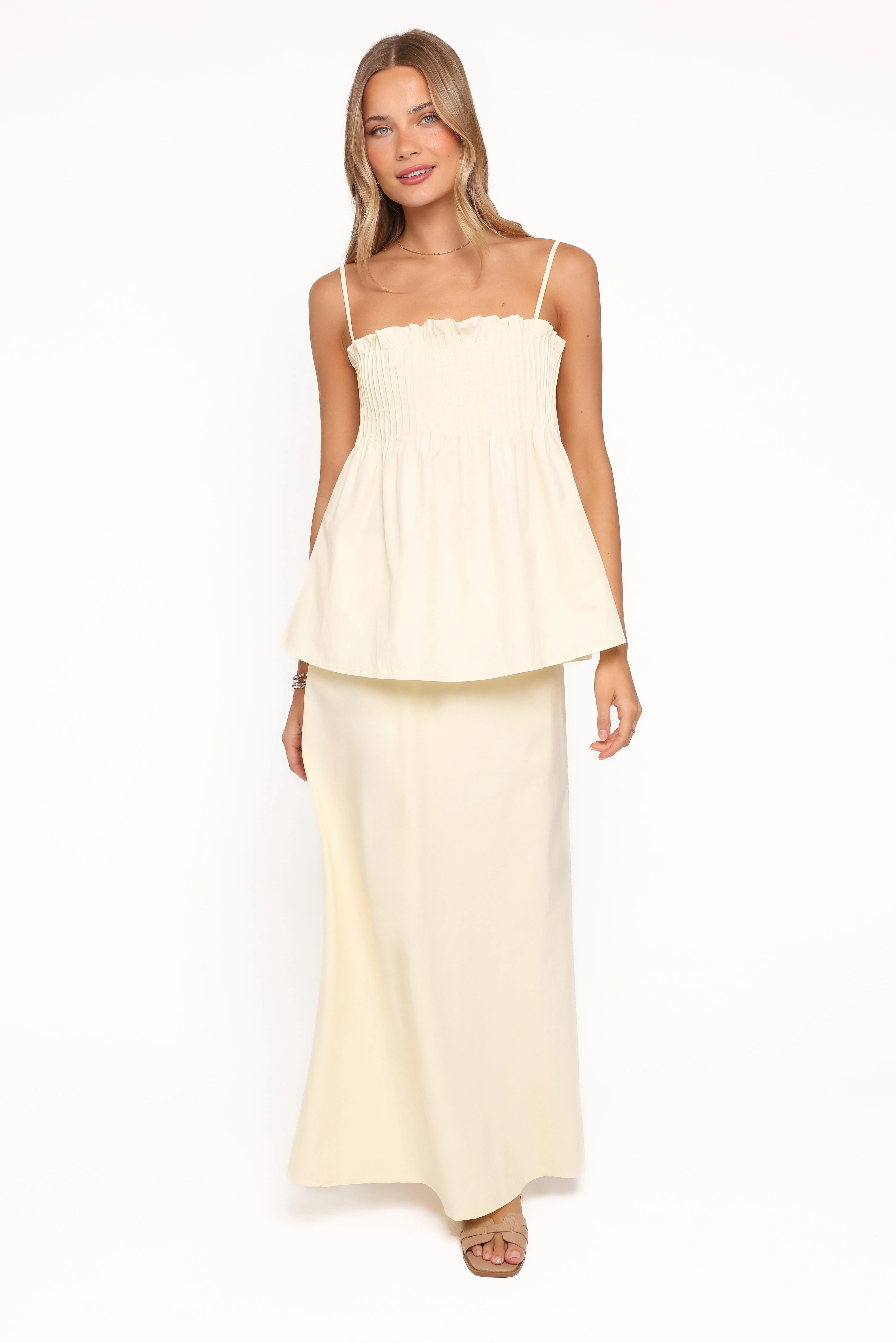 Elena Cotton Maxi Skirt - Butter Yellow