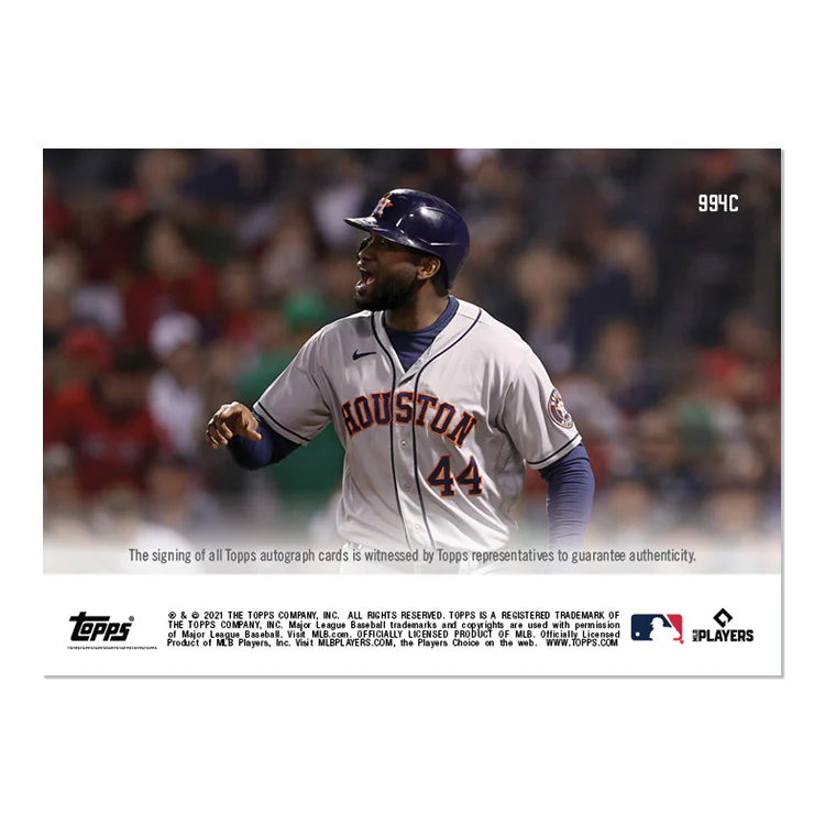 On-Card Auto # to 25 - Yordan Álvarez - 2021 MLB TOPPS NOW® Card 994C