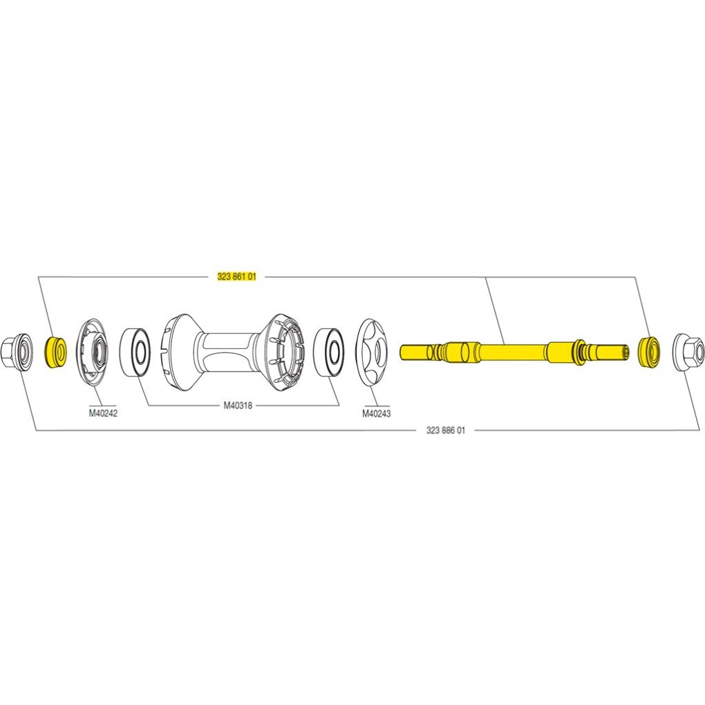 Mavic Front Wheel Axle + End Stops for Ellipse 2001 - 32386101