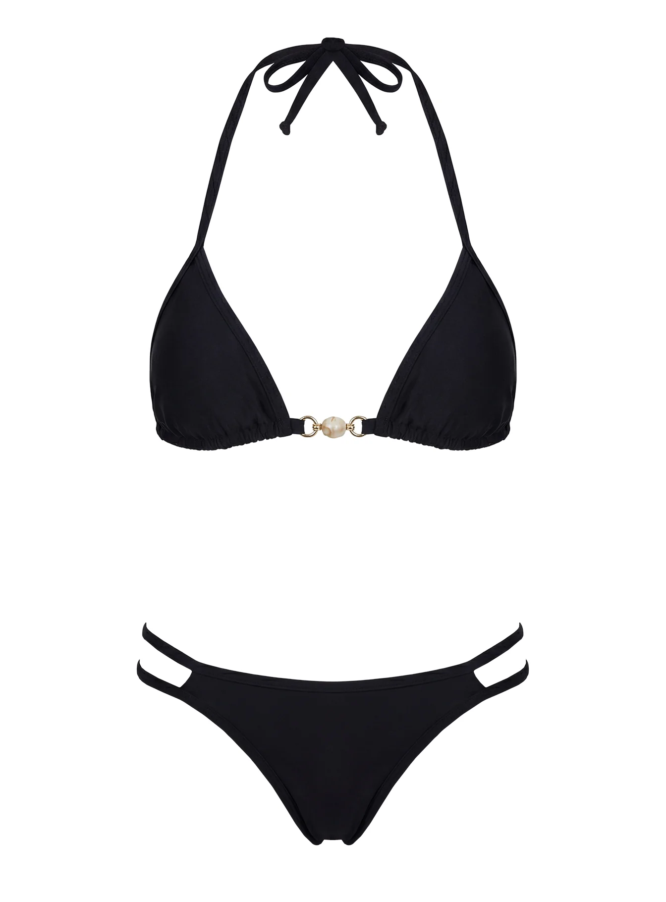 Maurita Hardware Halter Bikini Top Black
