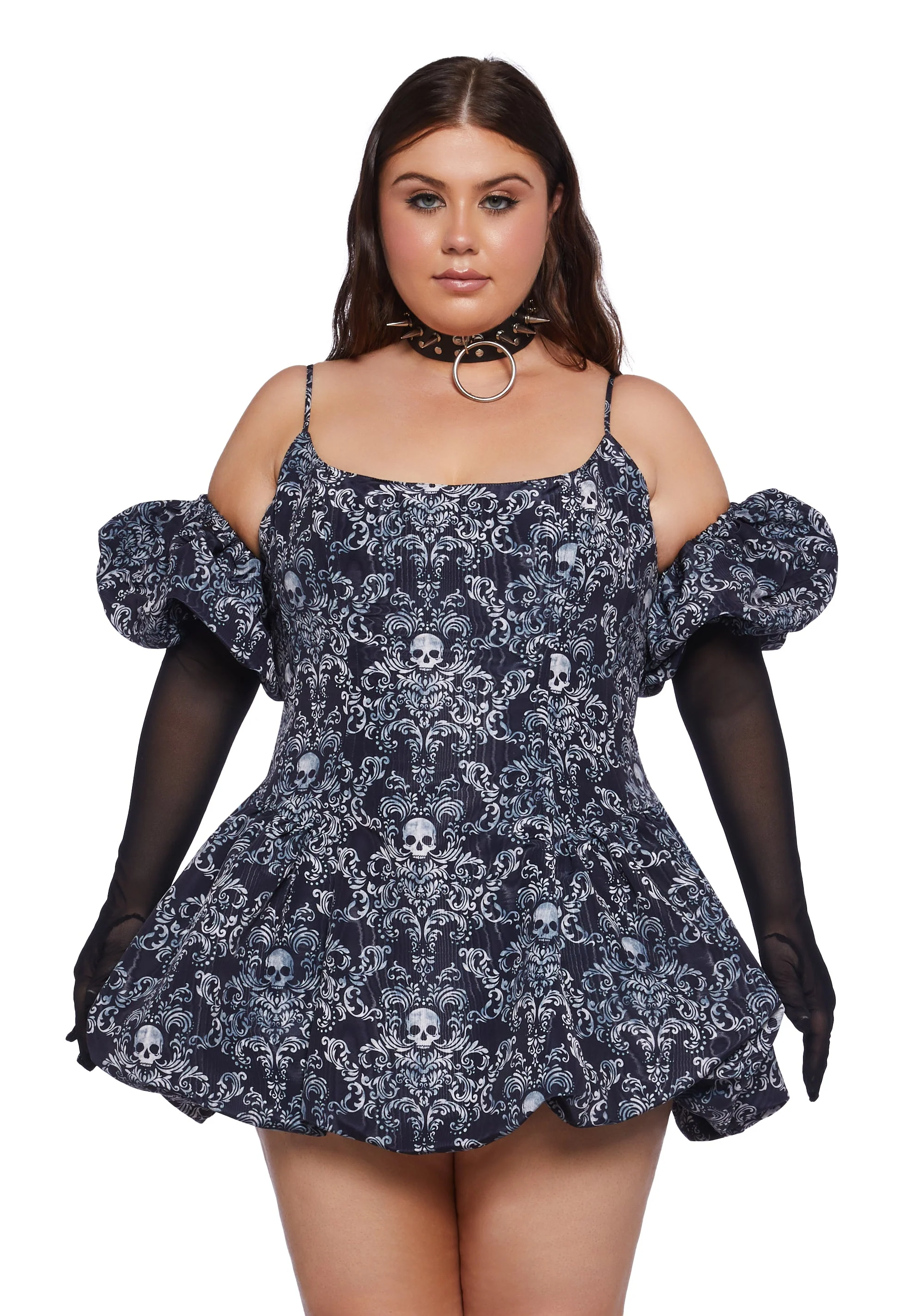 Vexed Hearts Mini Dress - Skull