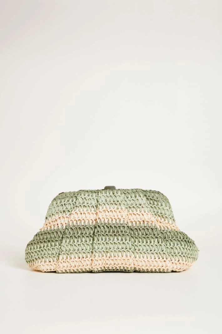 Multicolour raffia-effect bag - GREEN