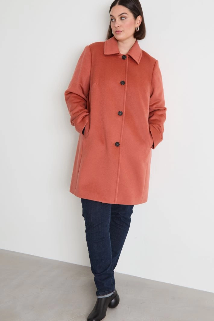 Straight coat in wool drap - ANTIQUE PINK