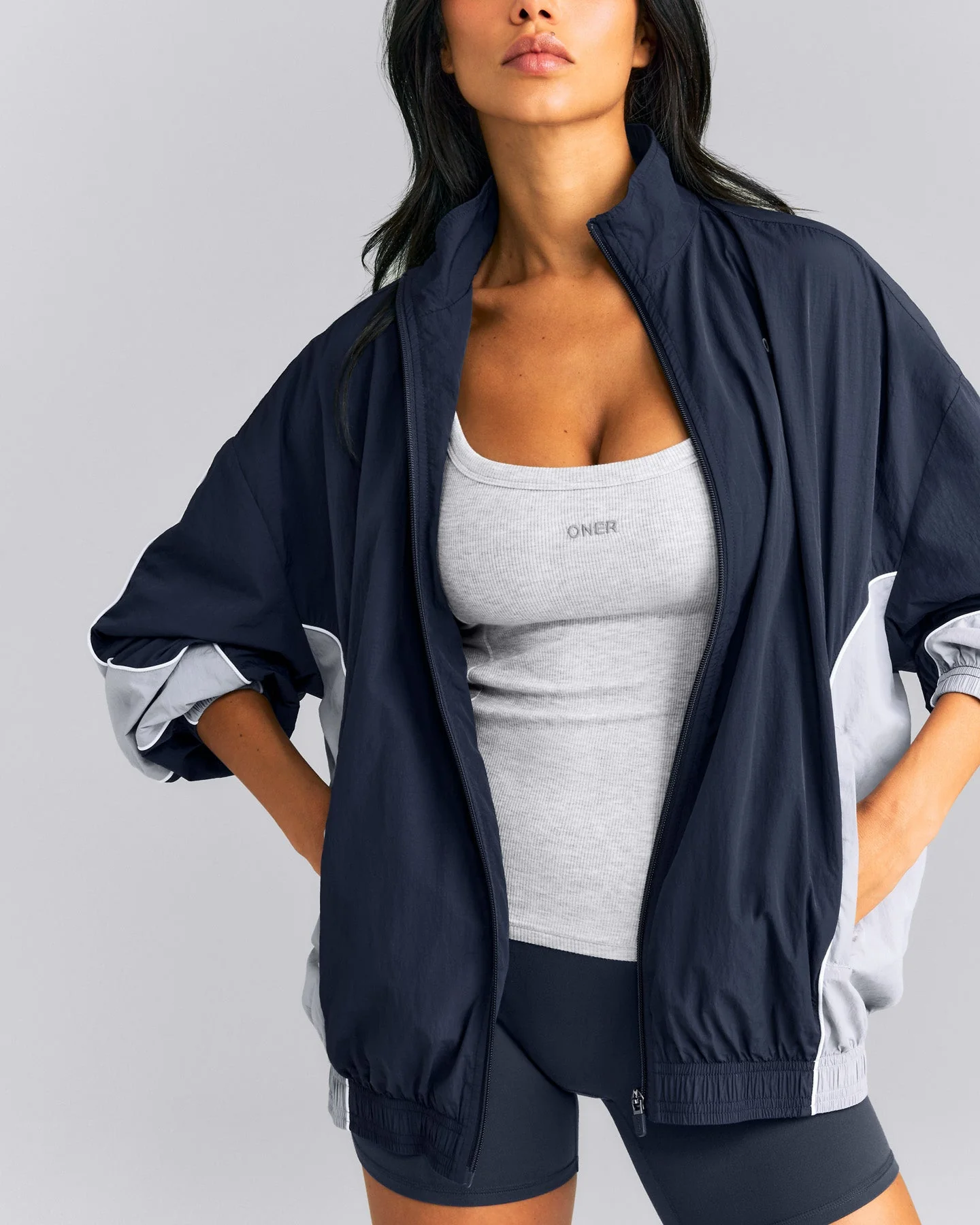 Mellow™ Rib Racer Back Vest with Built in Bra Shelf | Light Grey Marl