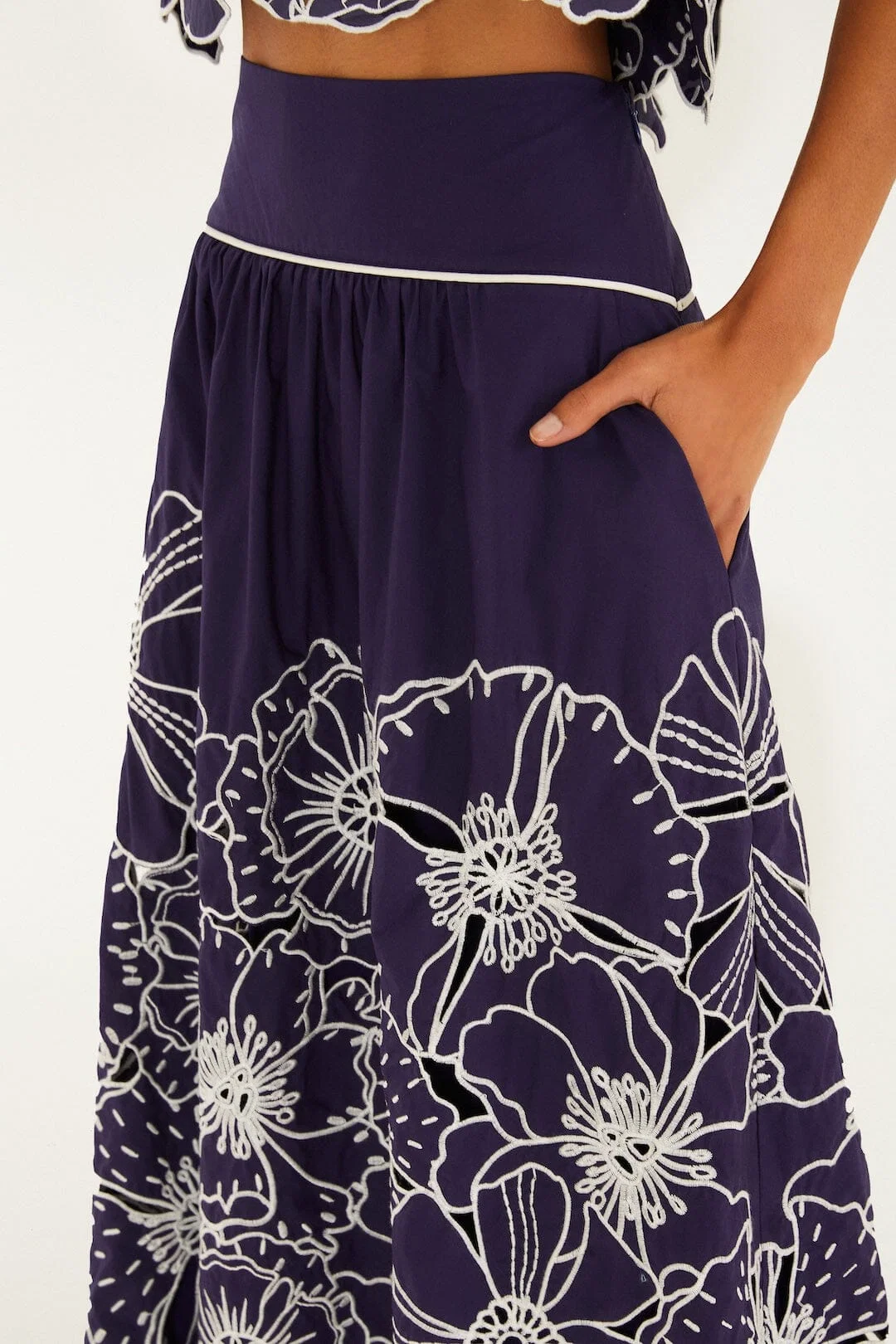 Blue Flowers Richelieu  Maxi Skirt