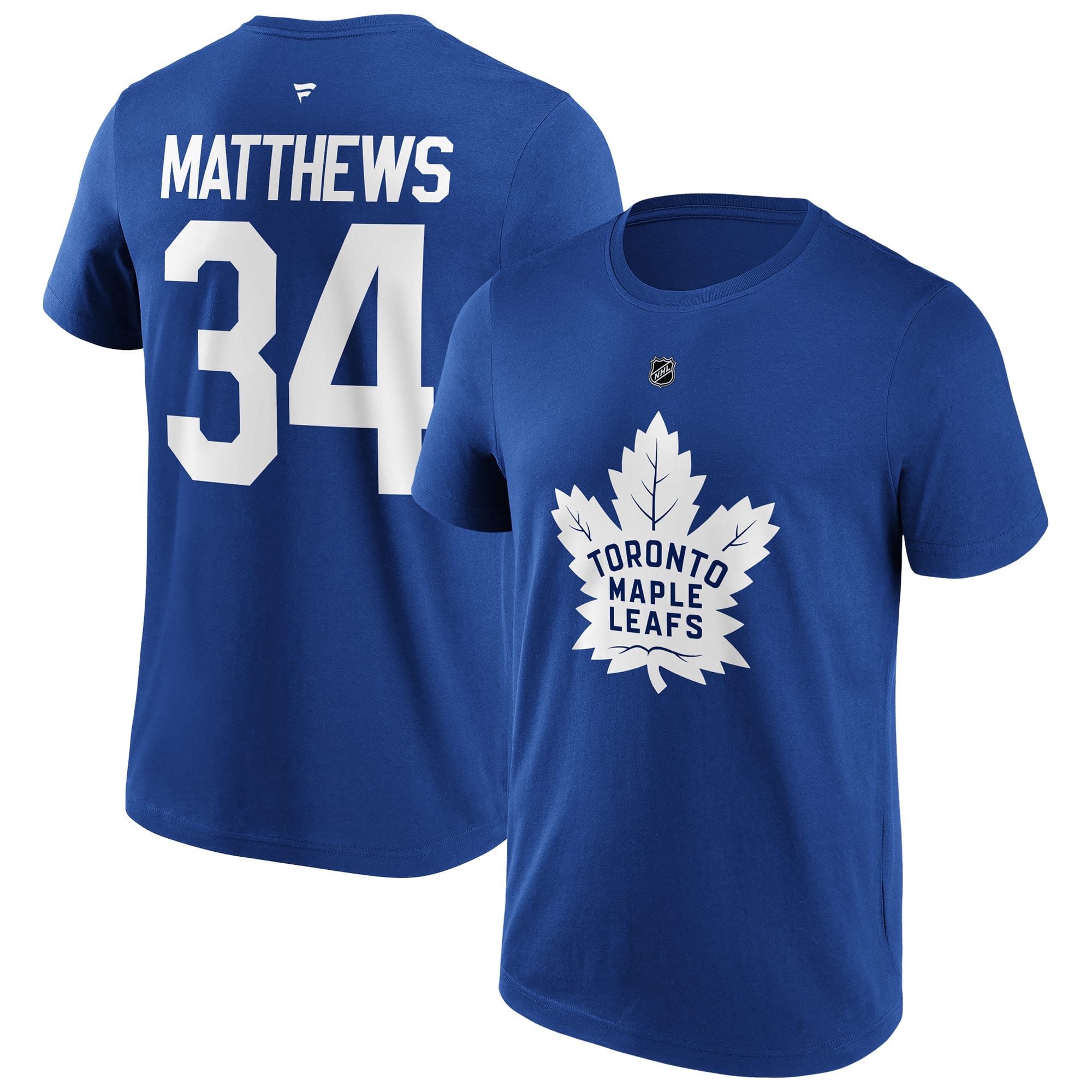 Auston Matthews #34 Toronto Maple Leafs Iconic Player NHL T-Shirt Blue