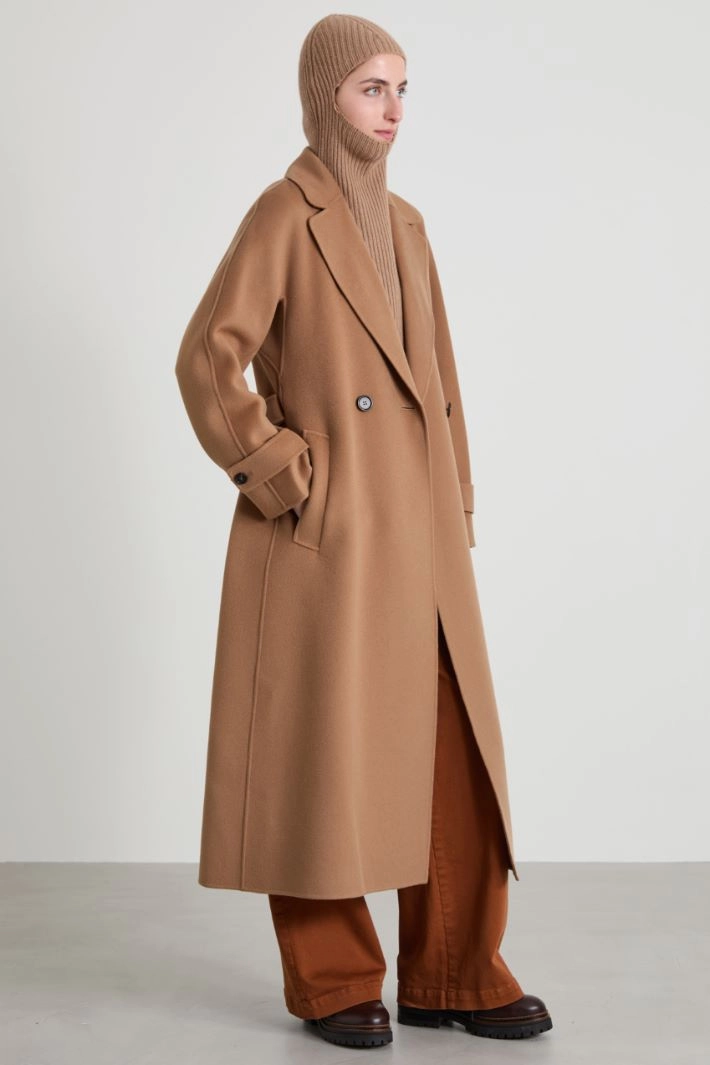 Poncho with a balaclava collar - BEIGE