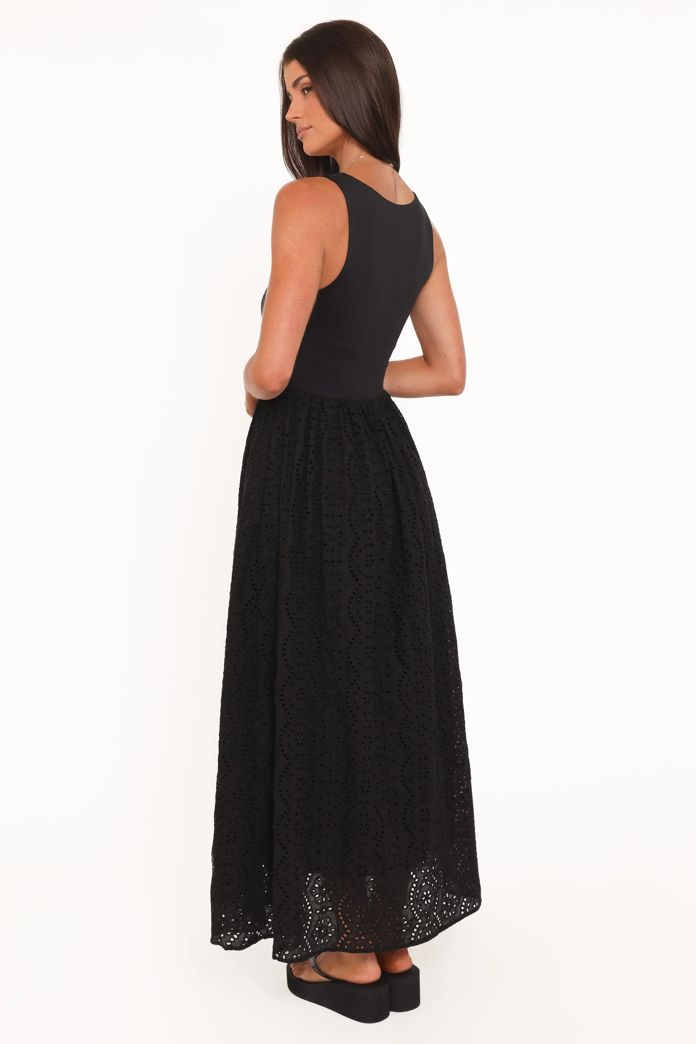 Alva Midi Dress - Black Broderie