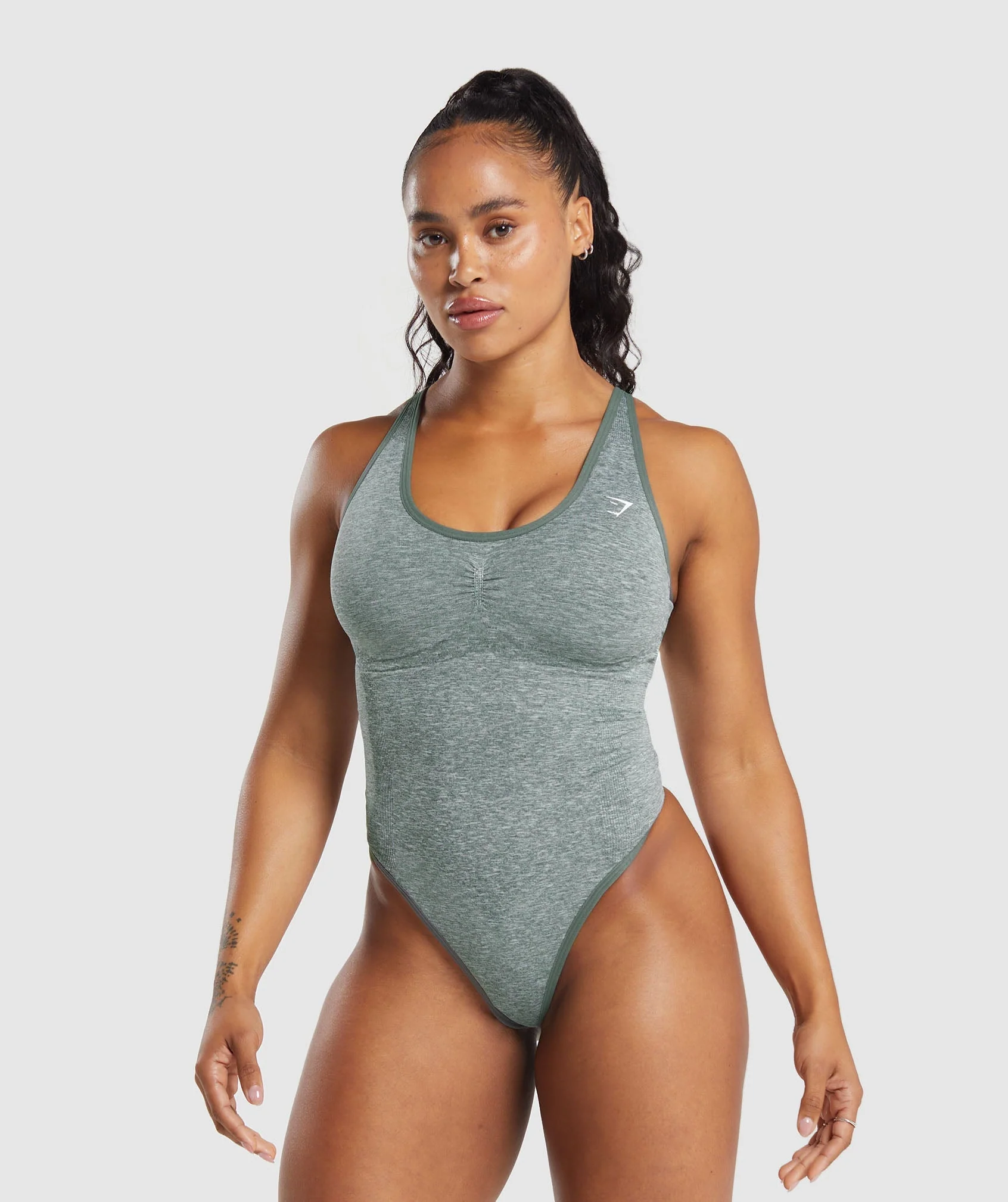Lift Contour Seamless Bodysuit Slate Teal/White Marl